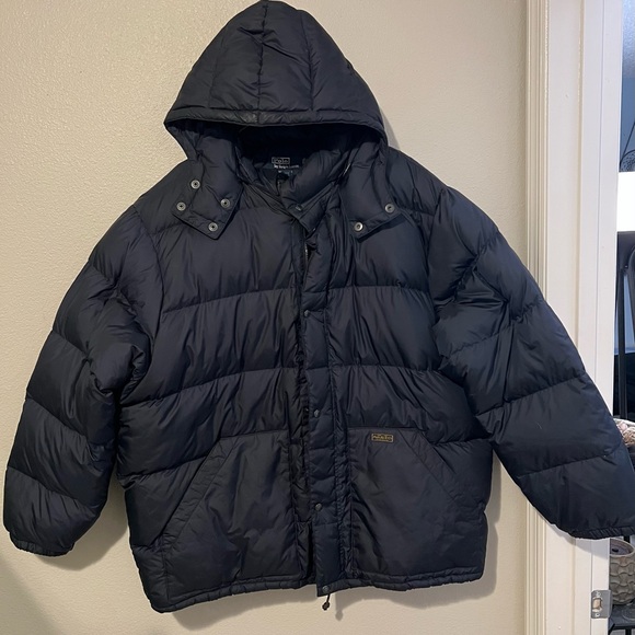 Vtg Polo RALPH LAUREN Hooded Coat Jacket Navy Down Fill Size 3X Big